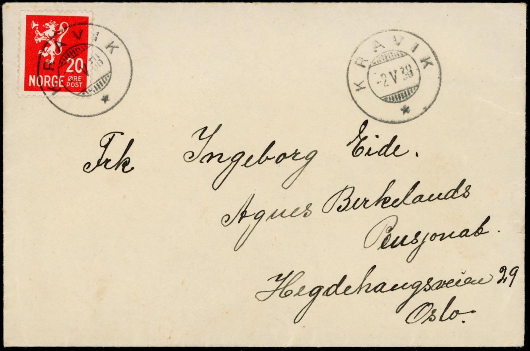 KRAVIK / * - 1938 til Oslo