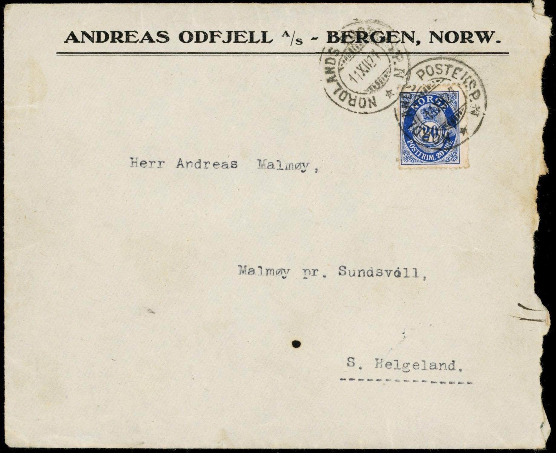 NORDLANDS POSTEKSP. N. / * - 1921 til Helgeland