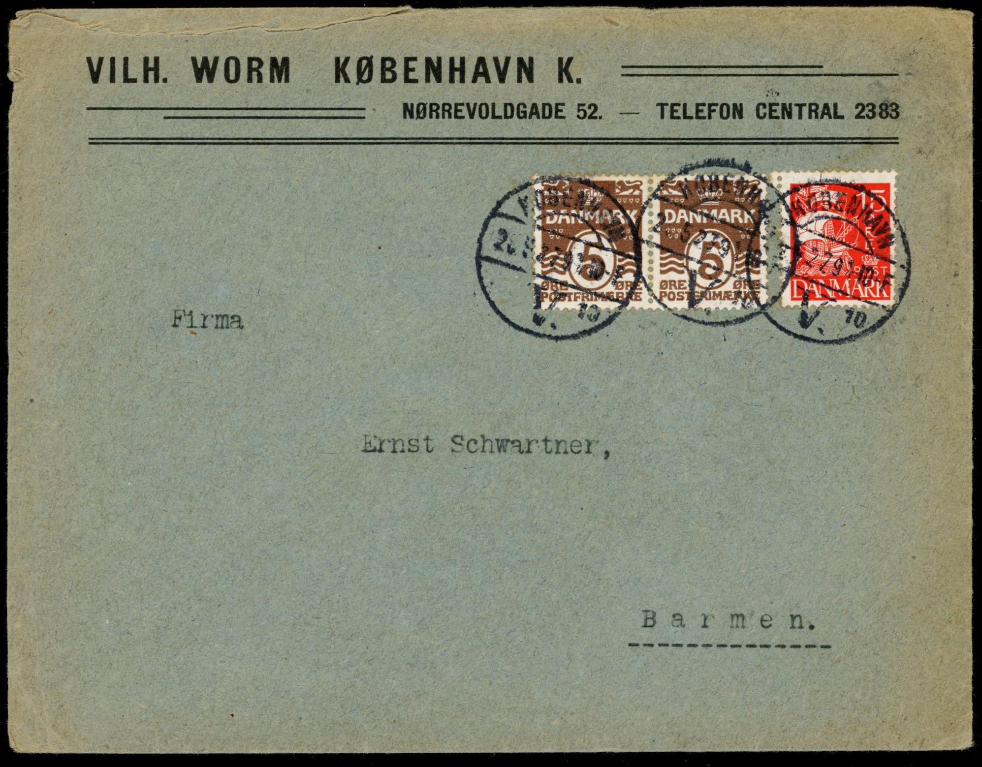 Brev - KØBENHAVN / V. 10 1927 til Barmen