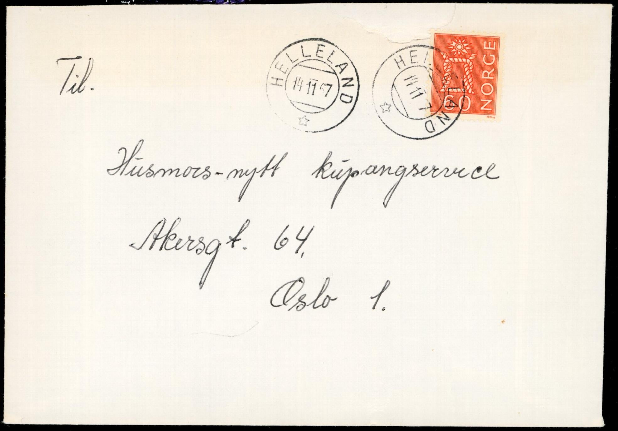 HELLELAND / * - 1967 til Oslo