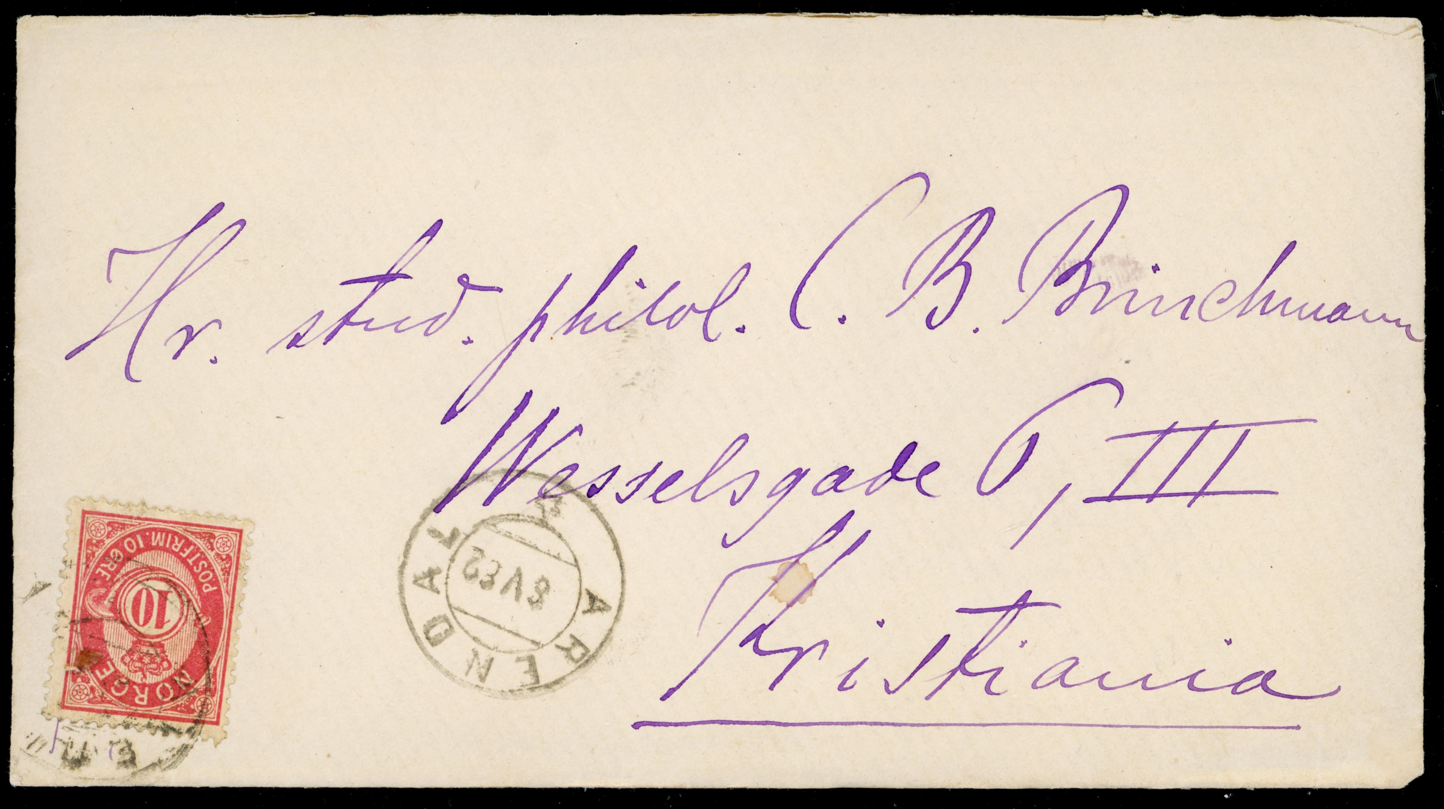 ARENDAL / * - 1882 til Kristiania